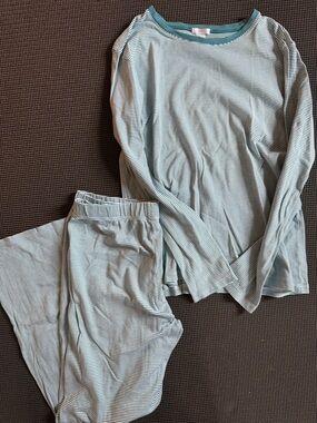 LAKE teal striped long long pajamas